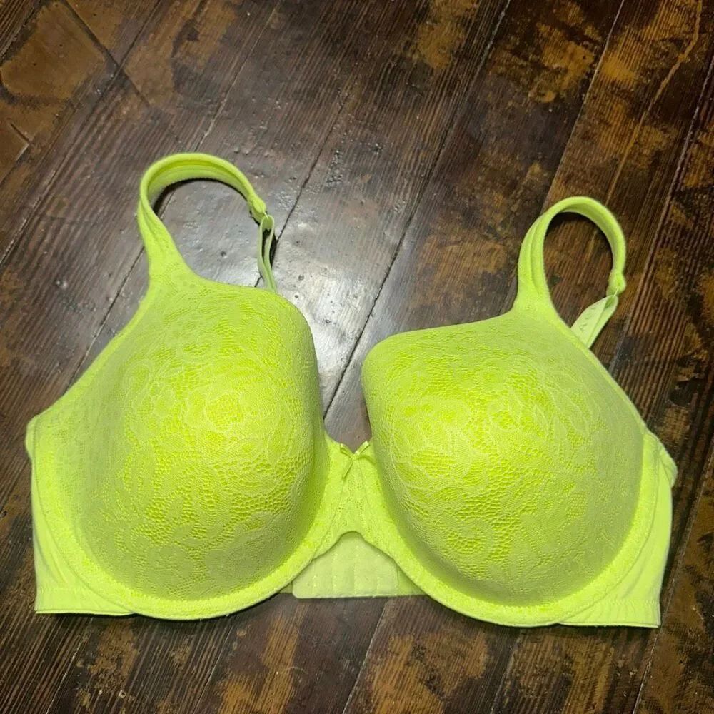 Cacique light lined t-shirt lime green curvy 40DDD bra